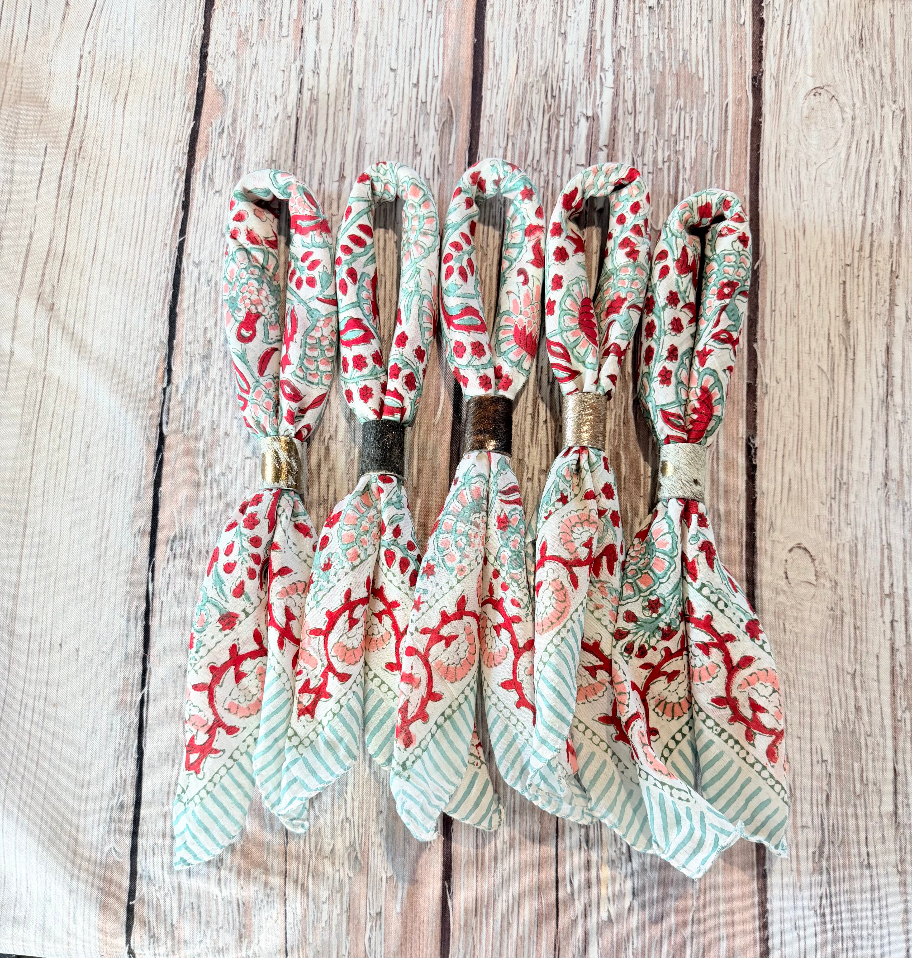 5-Green Stripe Block Print Bandana