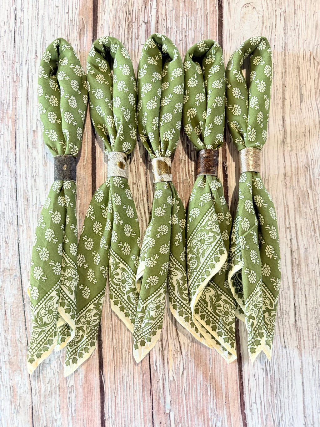 5- Olive Floral Bandanas