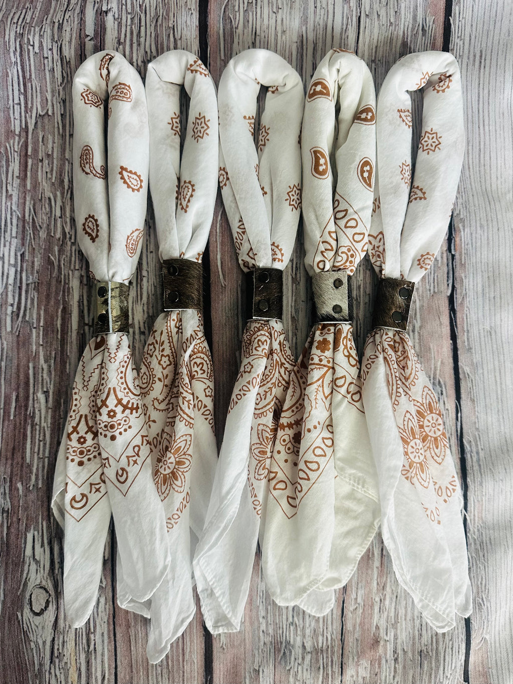 5- Vintage White Bandanas