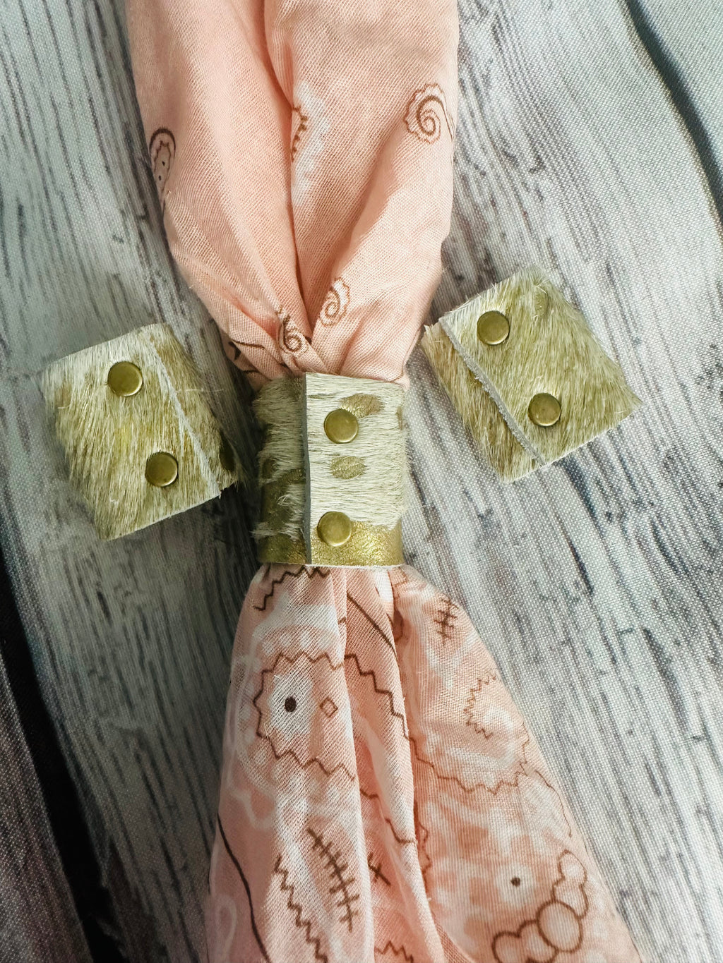 5- Metallic Gold Cowhide Bandana Slide