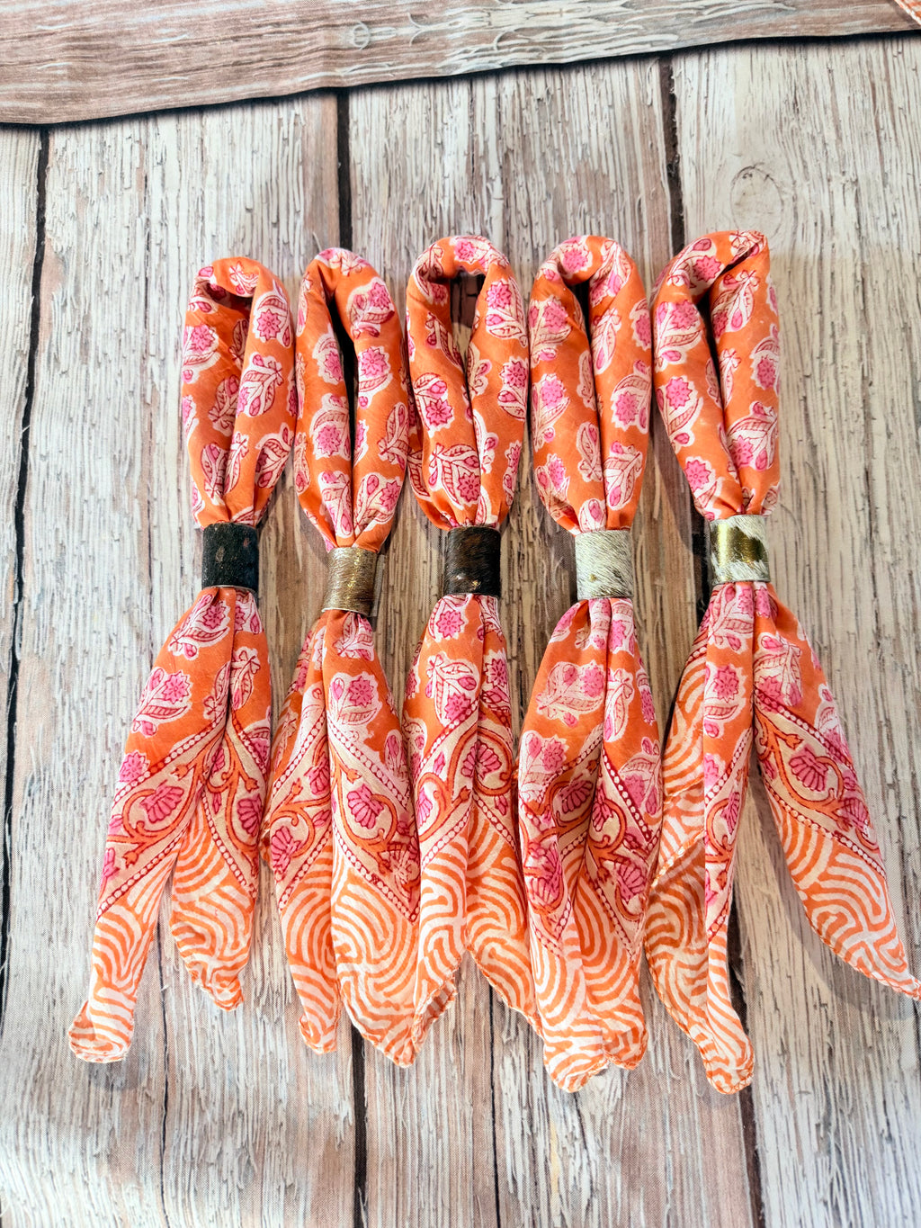5- Bright Orange Floral Block Print