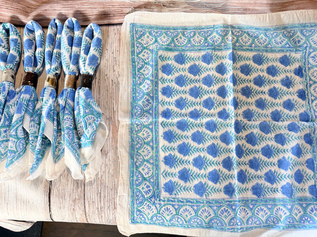 5-Bright Blue Block Print Bandana