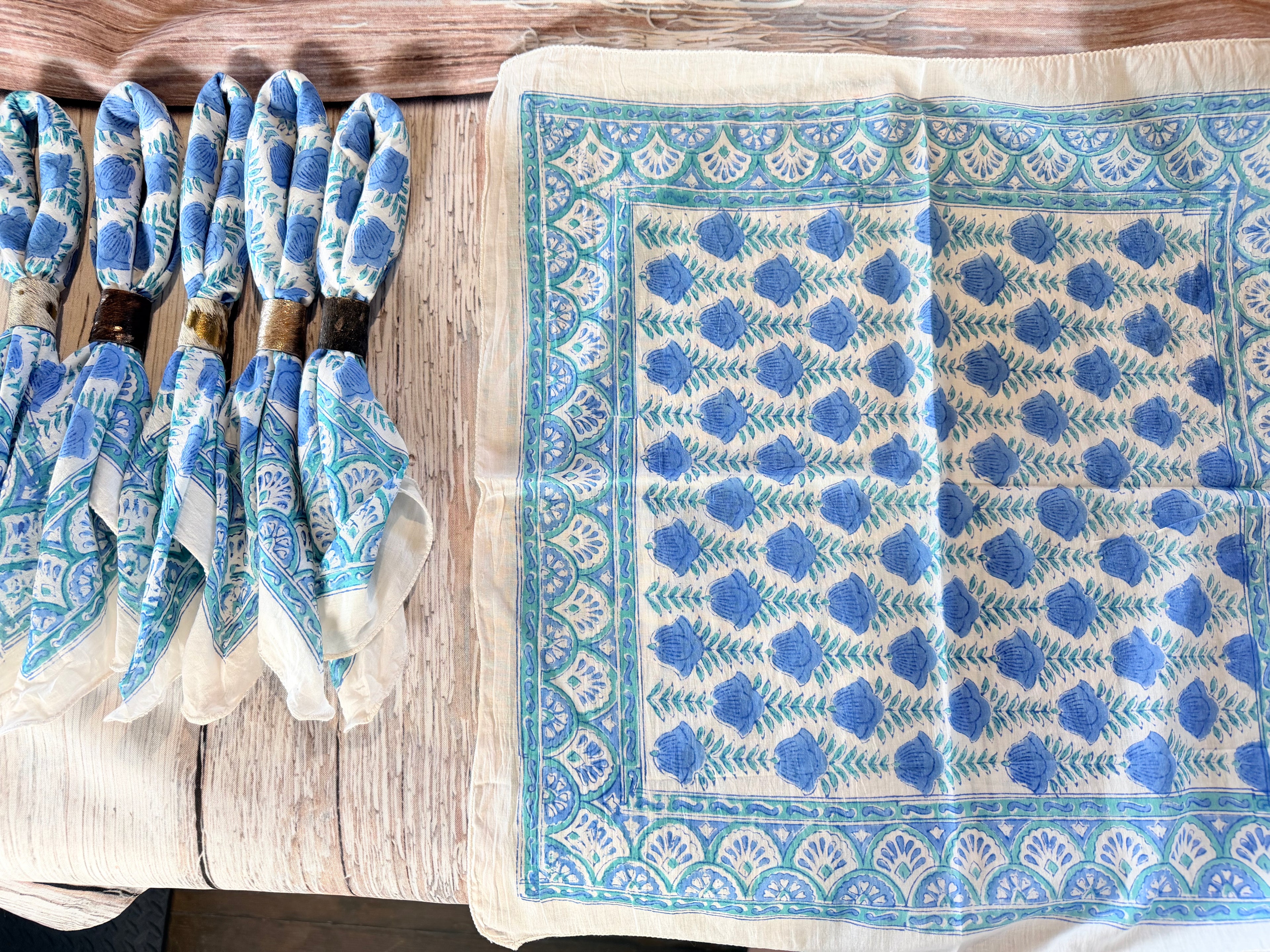 5-Bright Blue Block Print Bandana