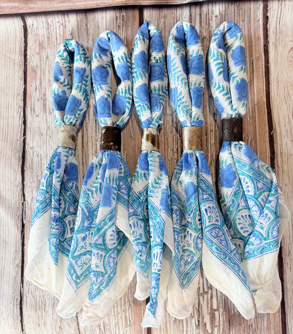 5-Bright Blue Block Print Bandana