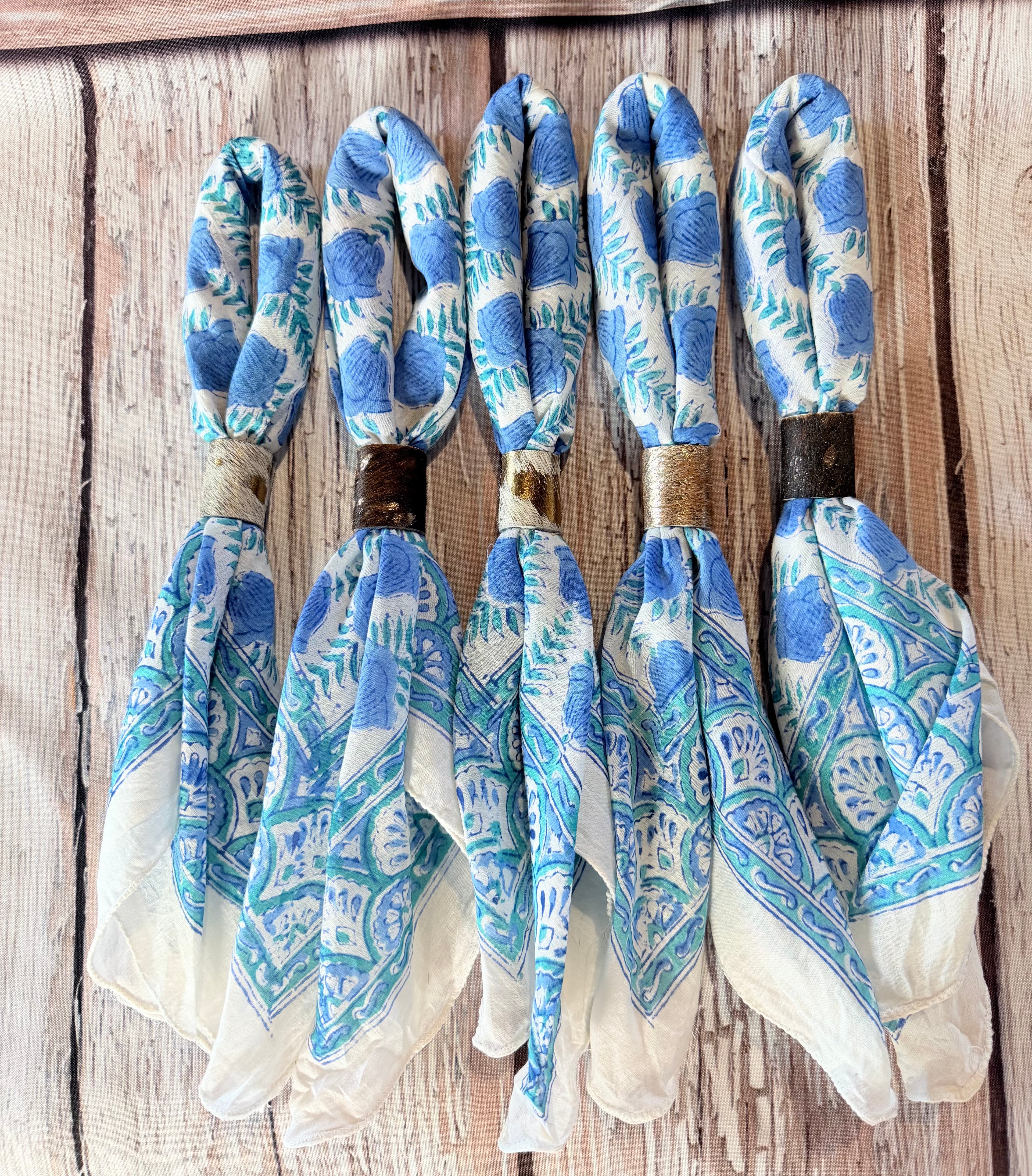 5-Bright Blue Block Print Bandana