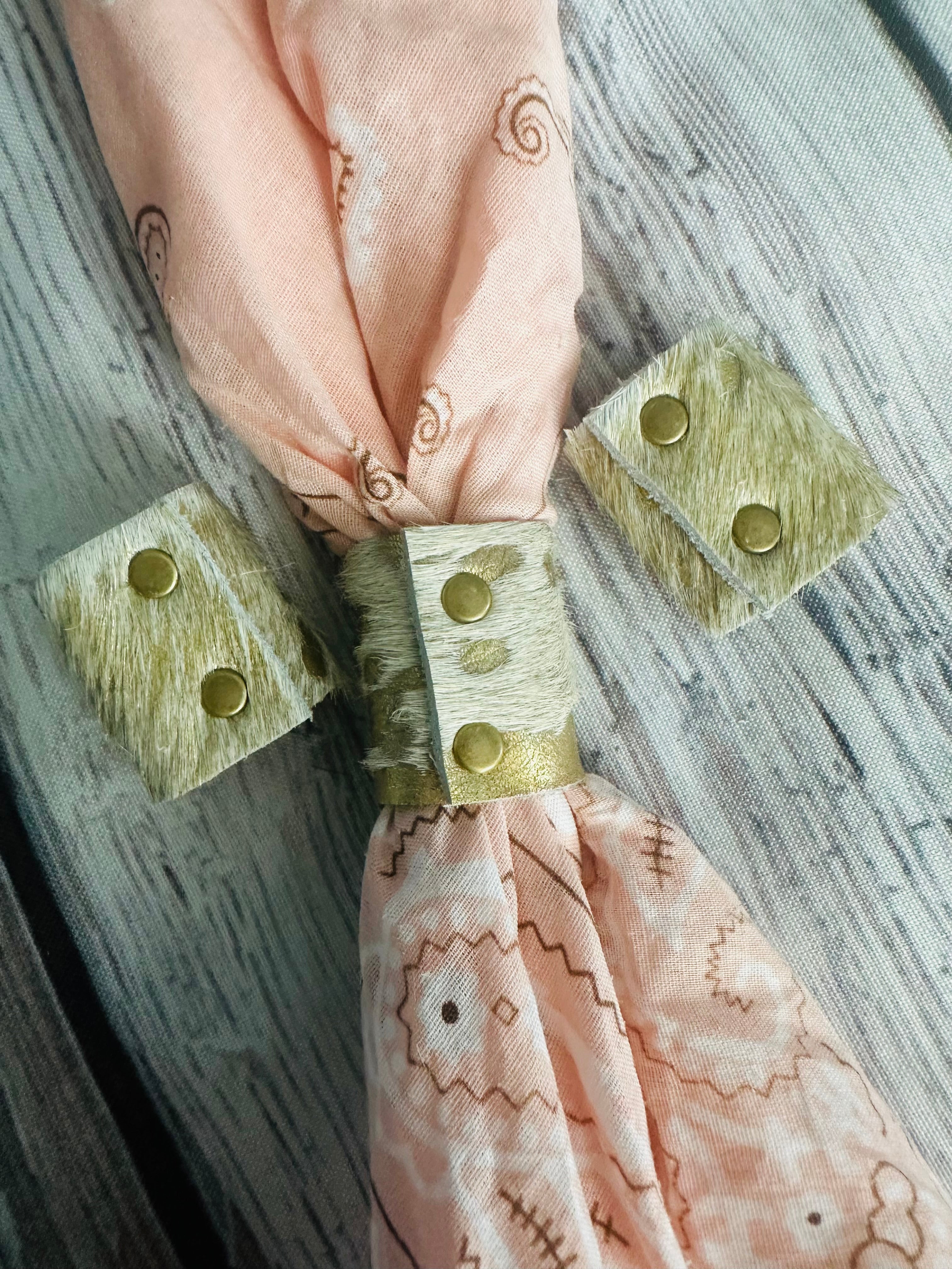 5- Metallic Gold Cowhide Bandana Slide