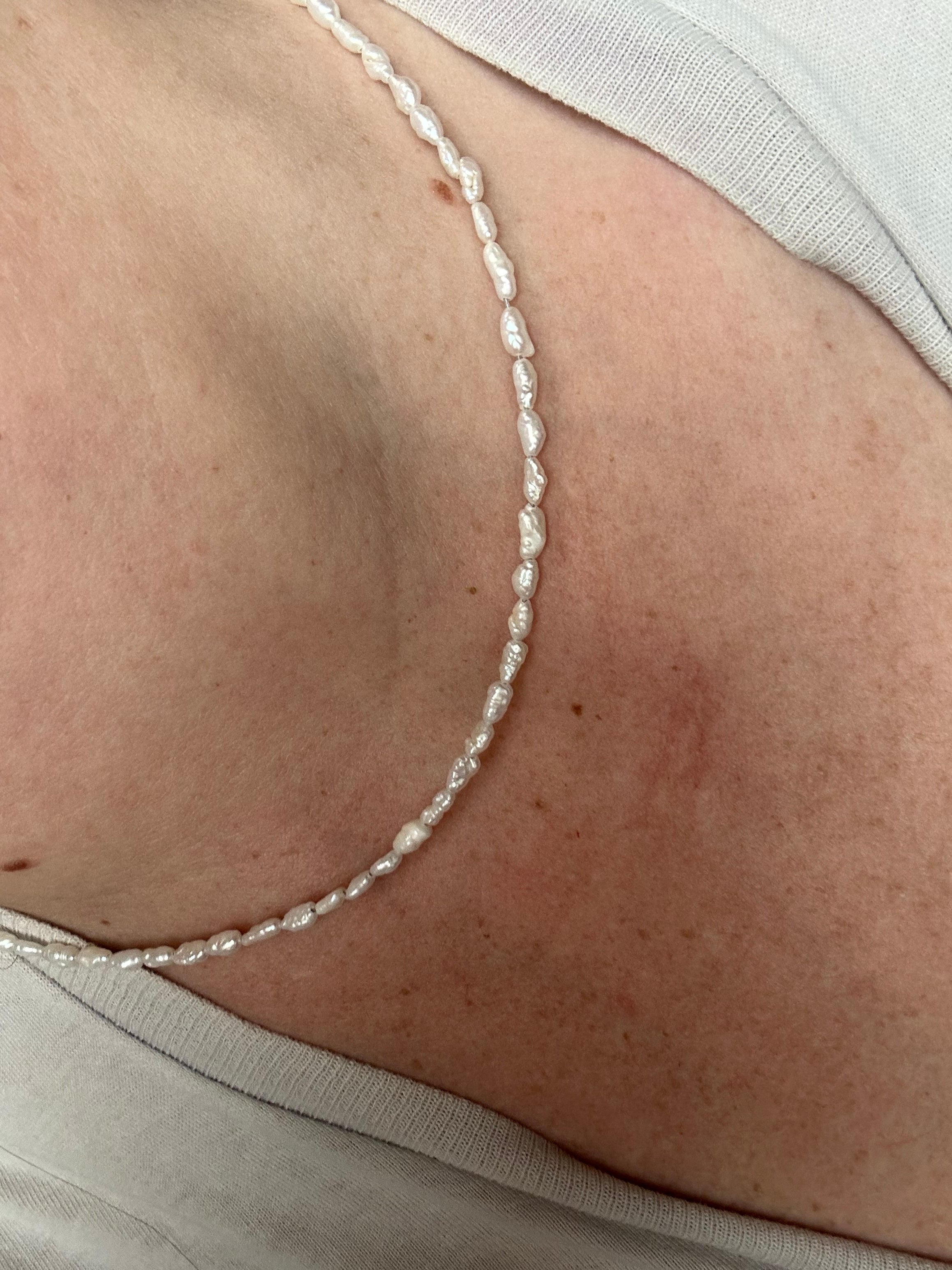 Tiny Keshi Ivory Pearl Necklace