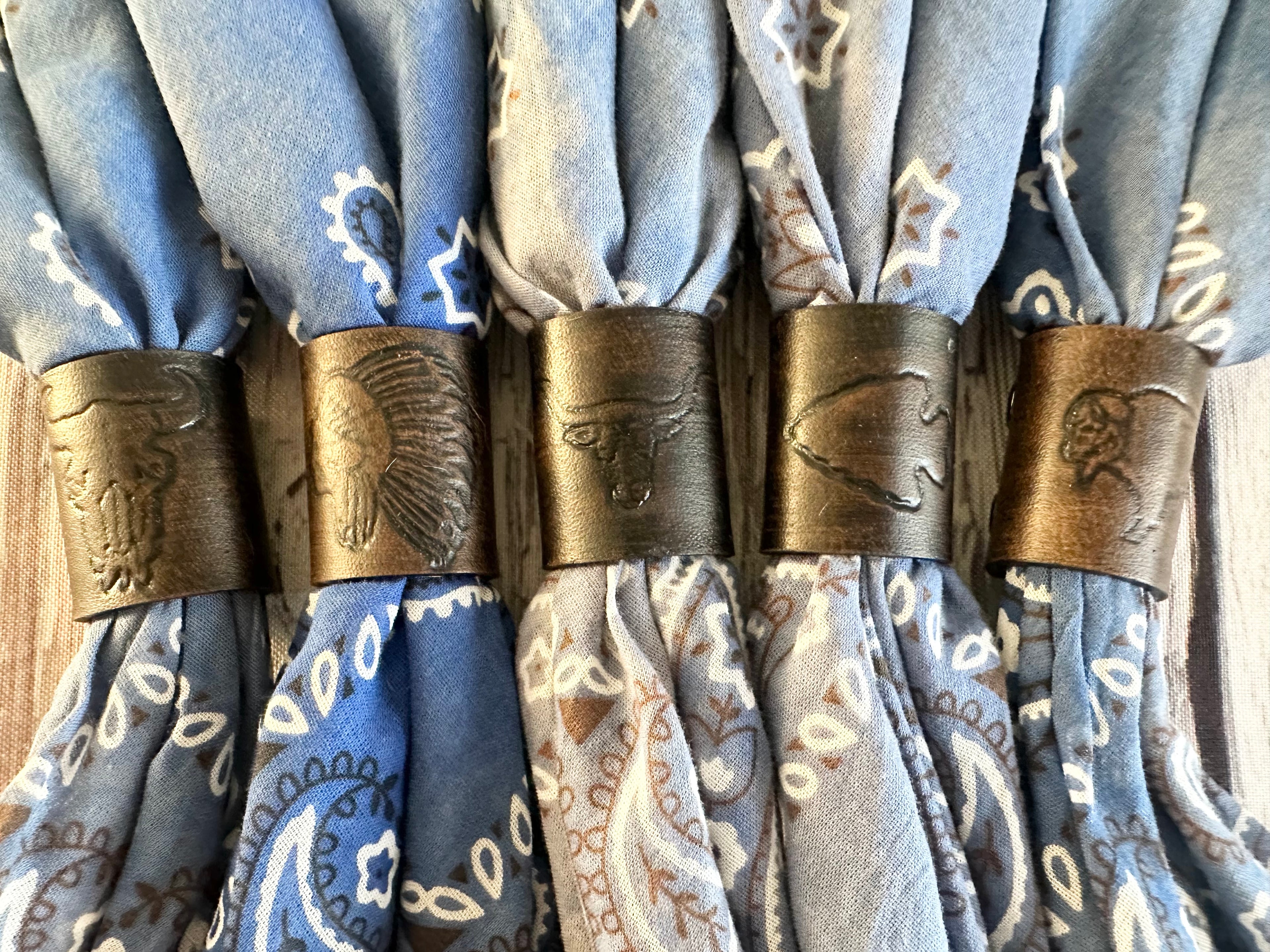 5 Stamped Leather Bandana Slide