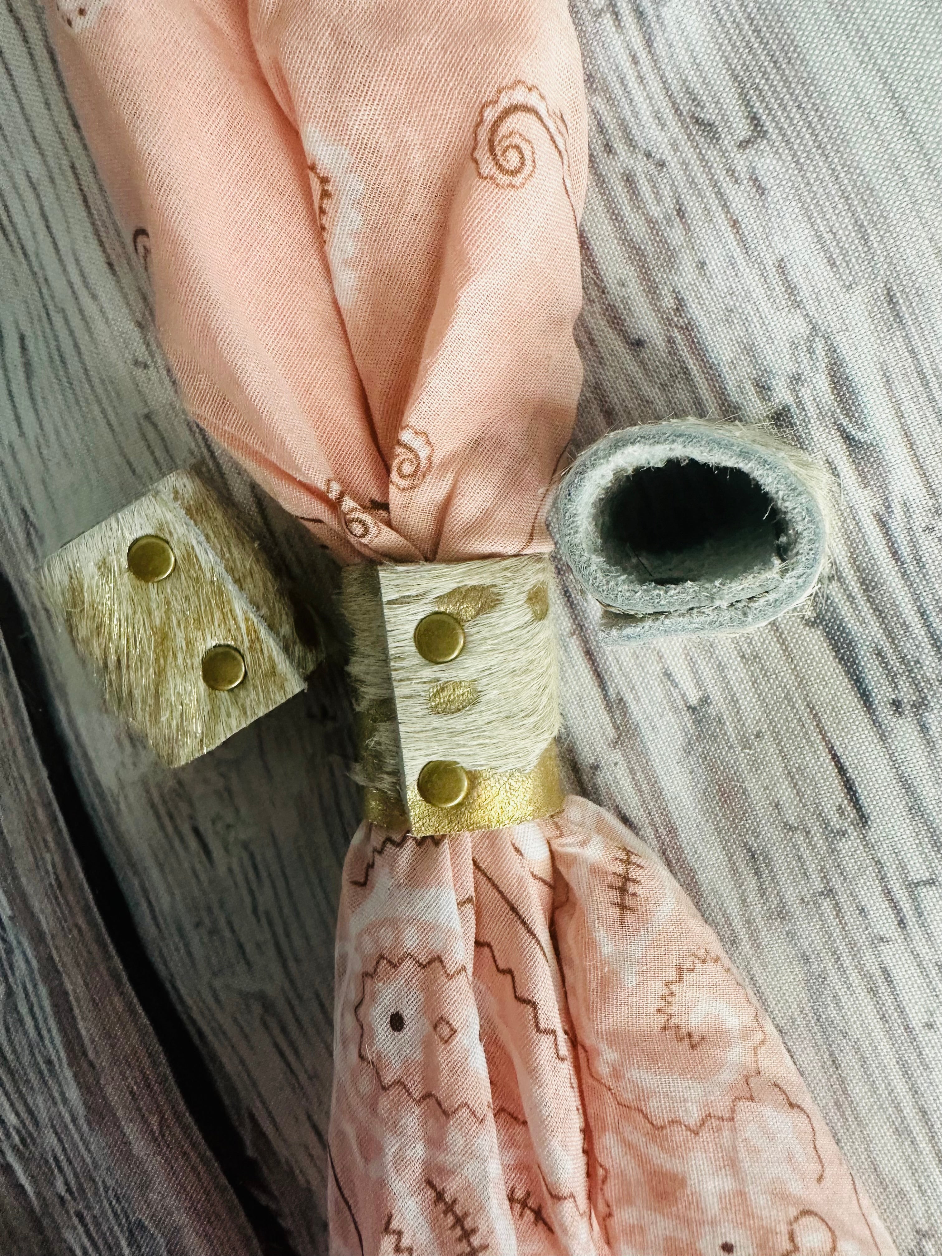 5- Metallic Gold Cowhide Bandana Slide