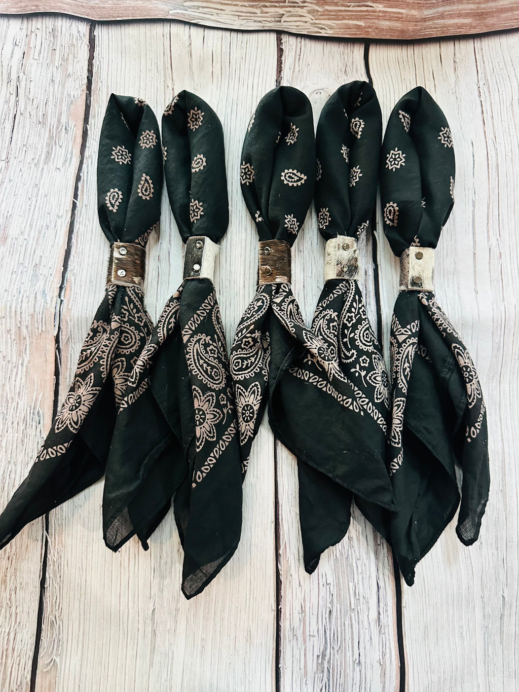 5- Vintage Black Bandanas