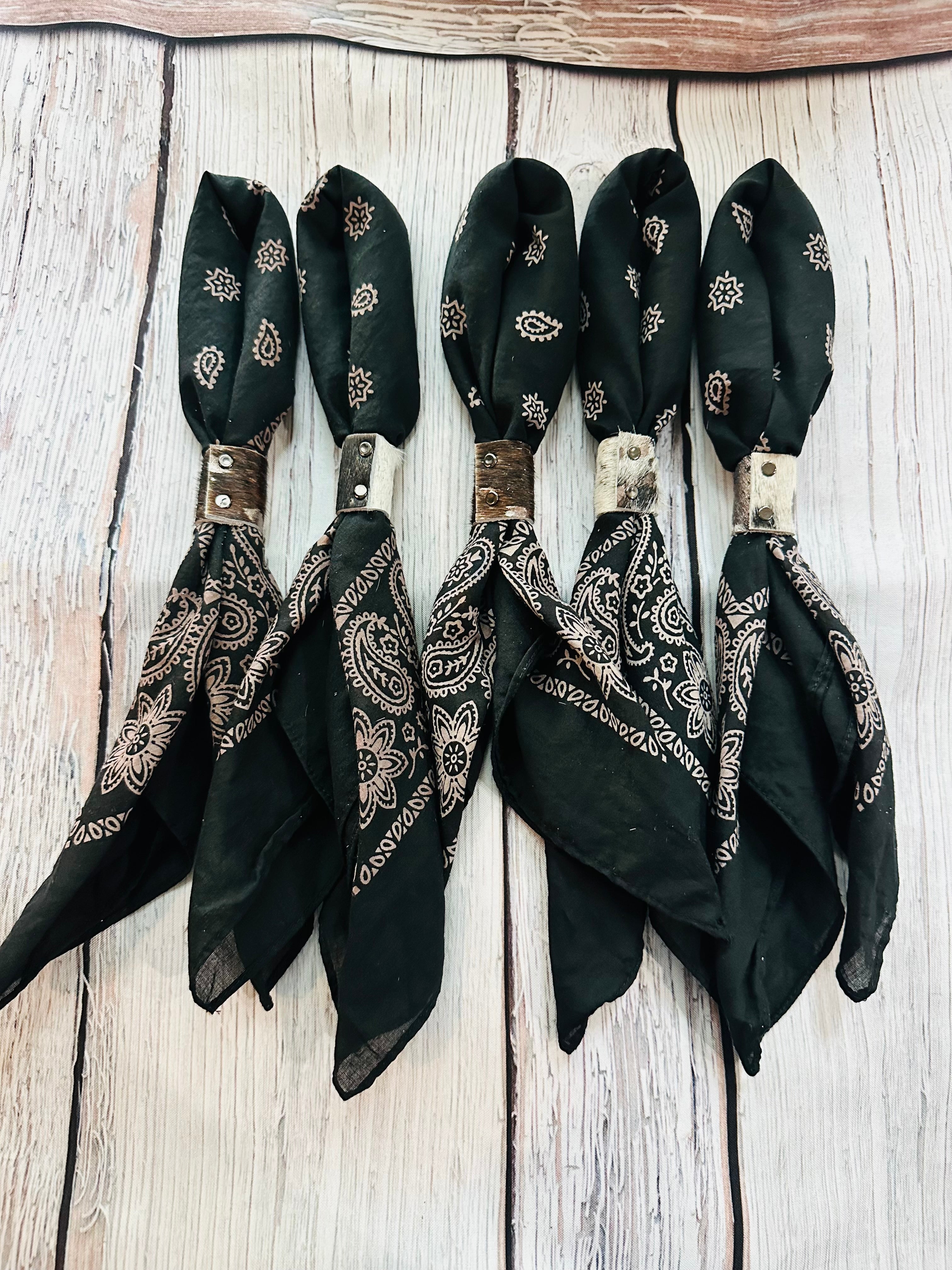 5- Vintage Black Bandanas
