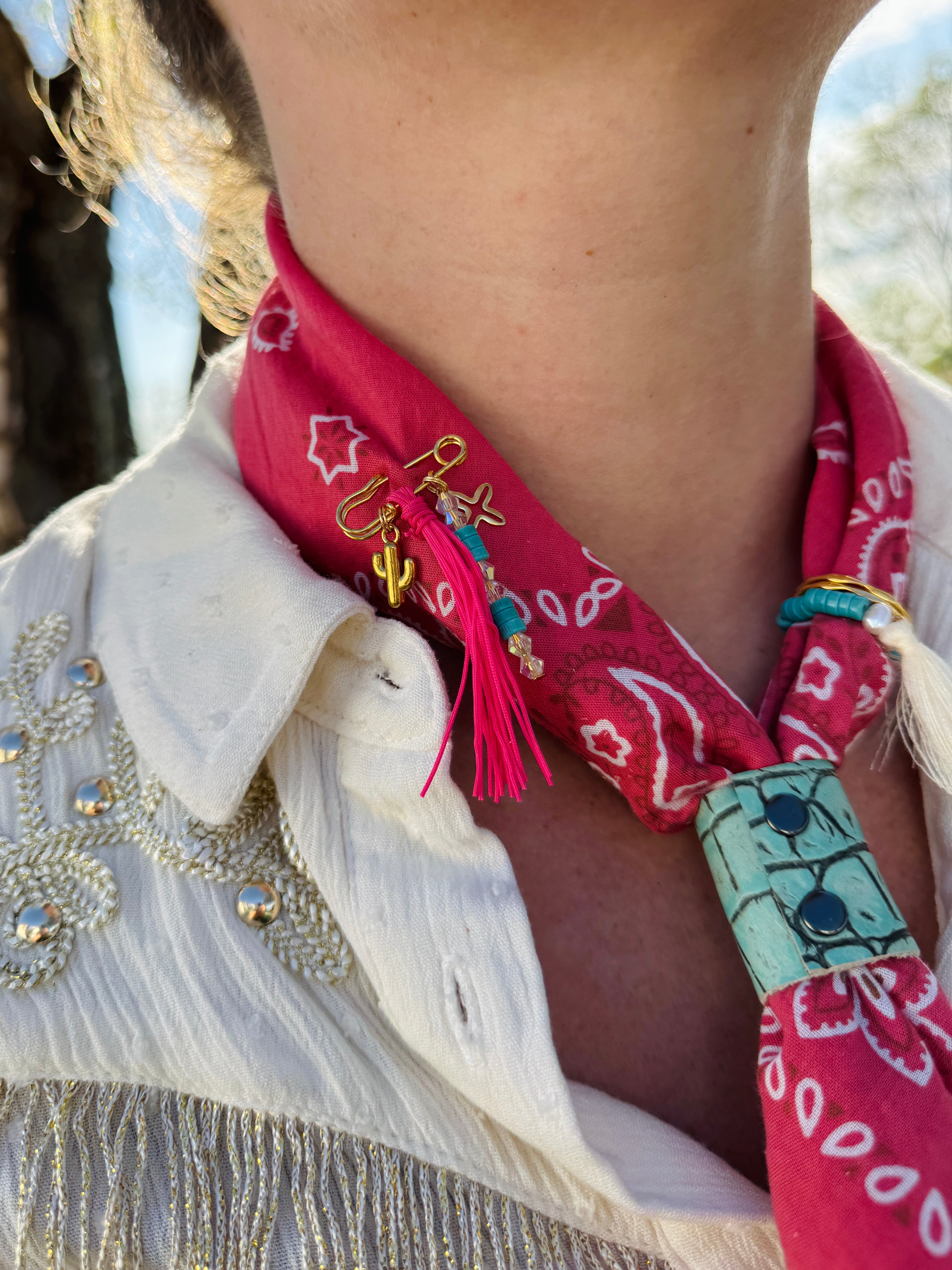 5- Turquoise Croc Bandana Slides