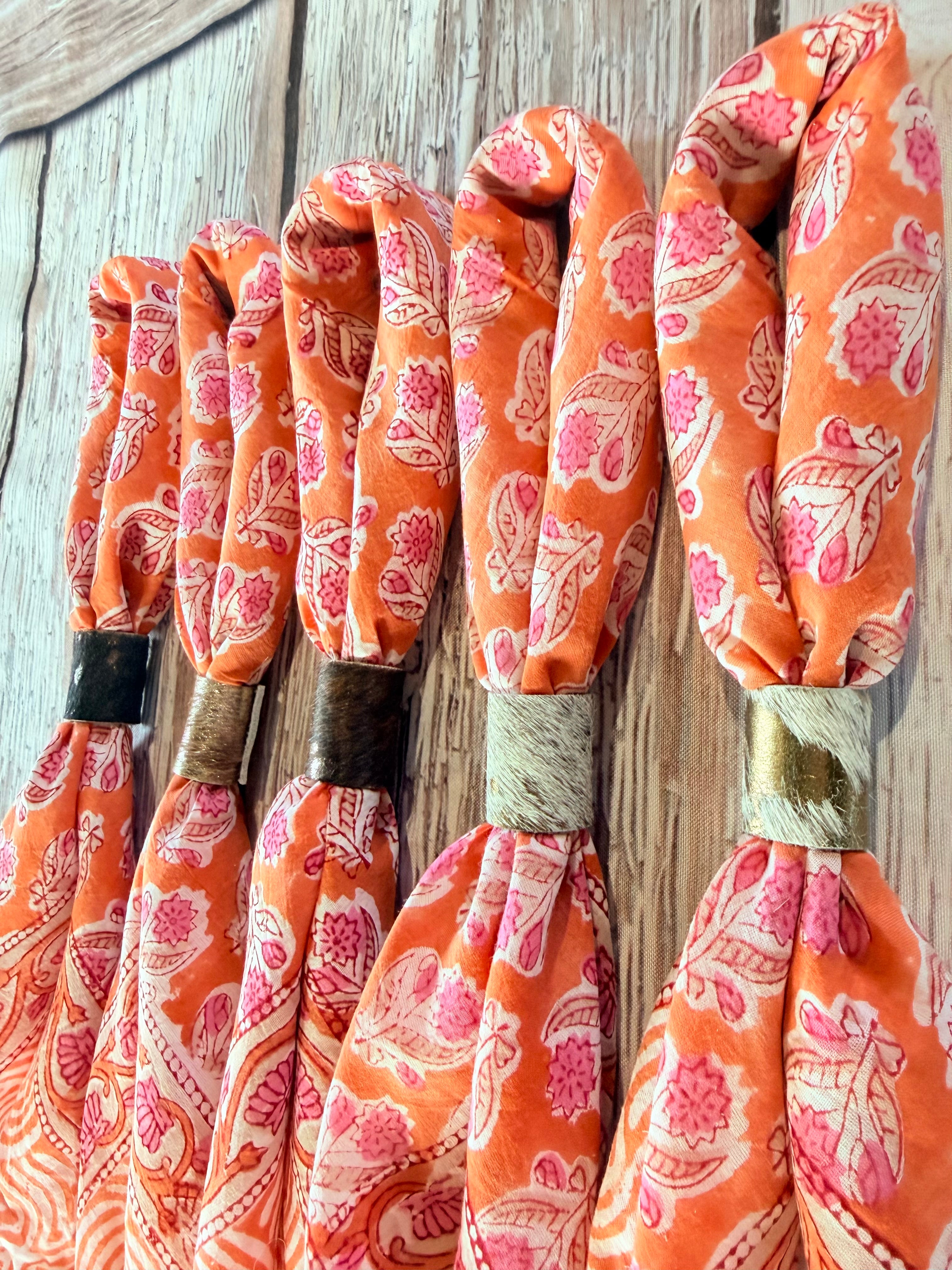 5- Bright Orange Floral Block Print