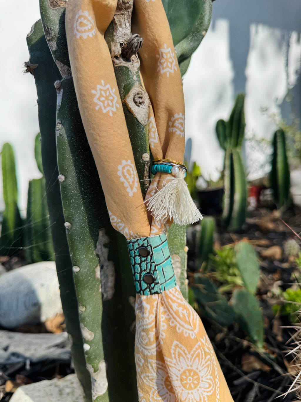 5- Turquoise Croc Bandana Slides