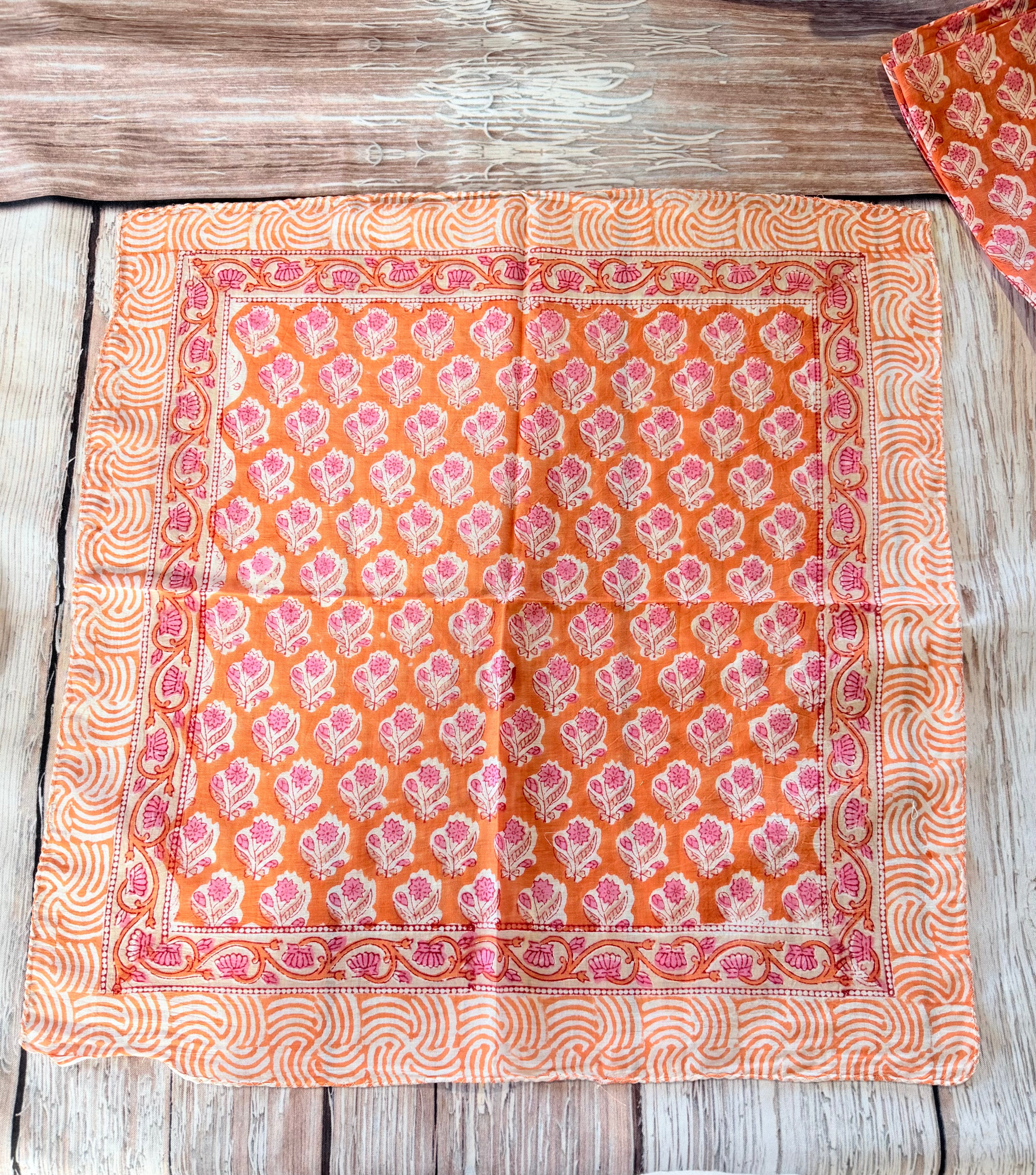 5- Bright Orange Floral Block Print