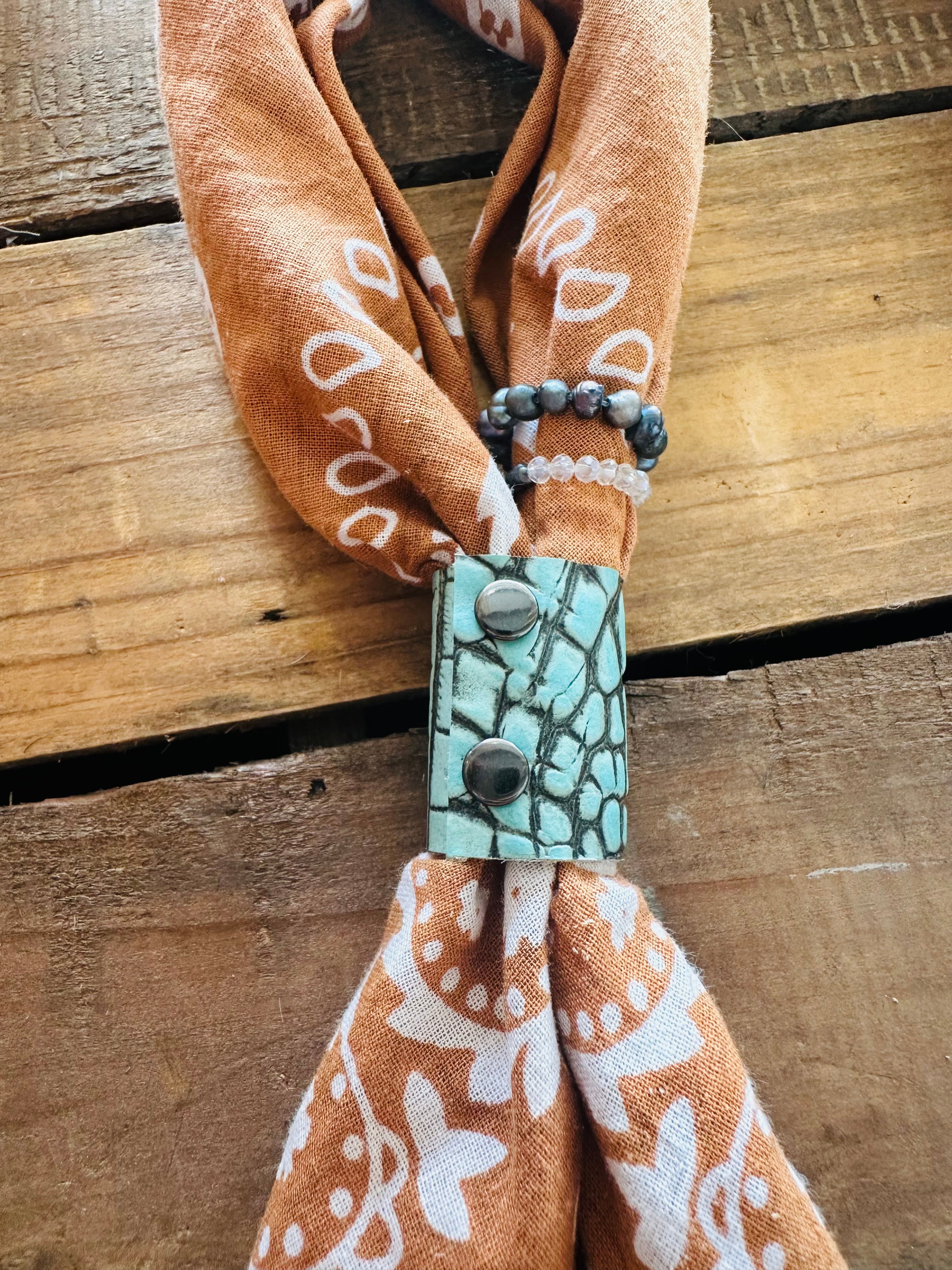 5- Turquoise Croc Bandana Slides