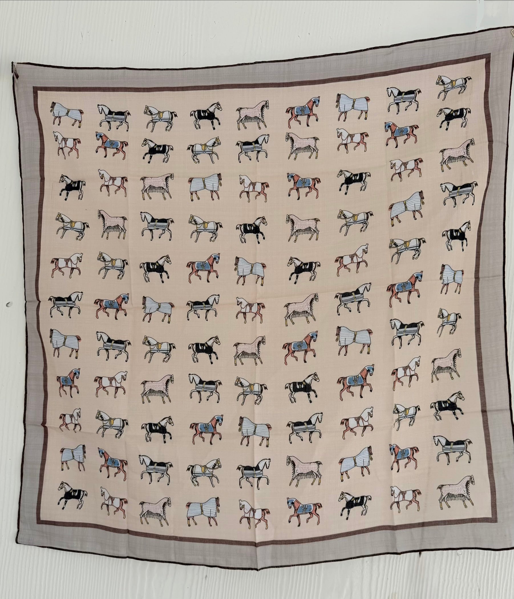 Horse Print Brown Trim Bandana