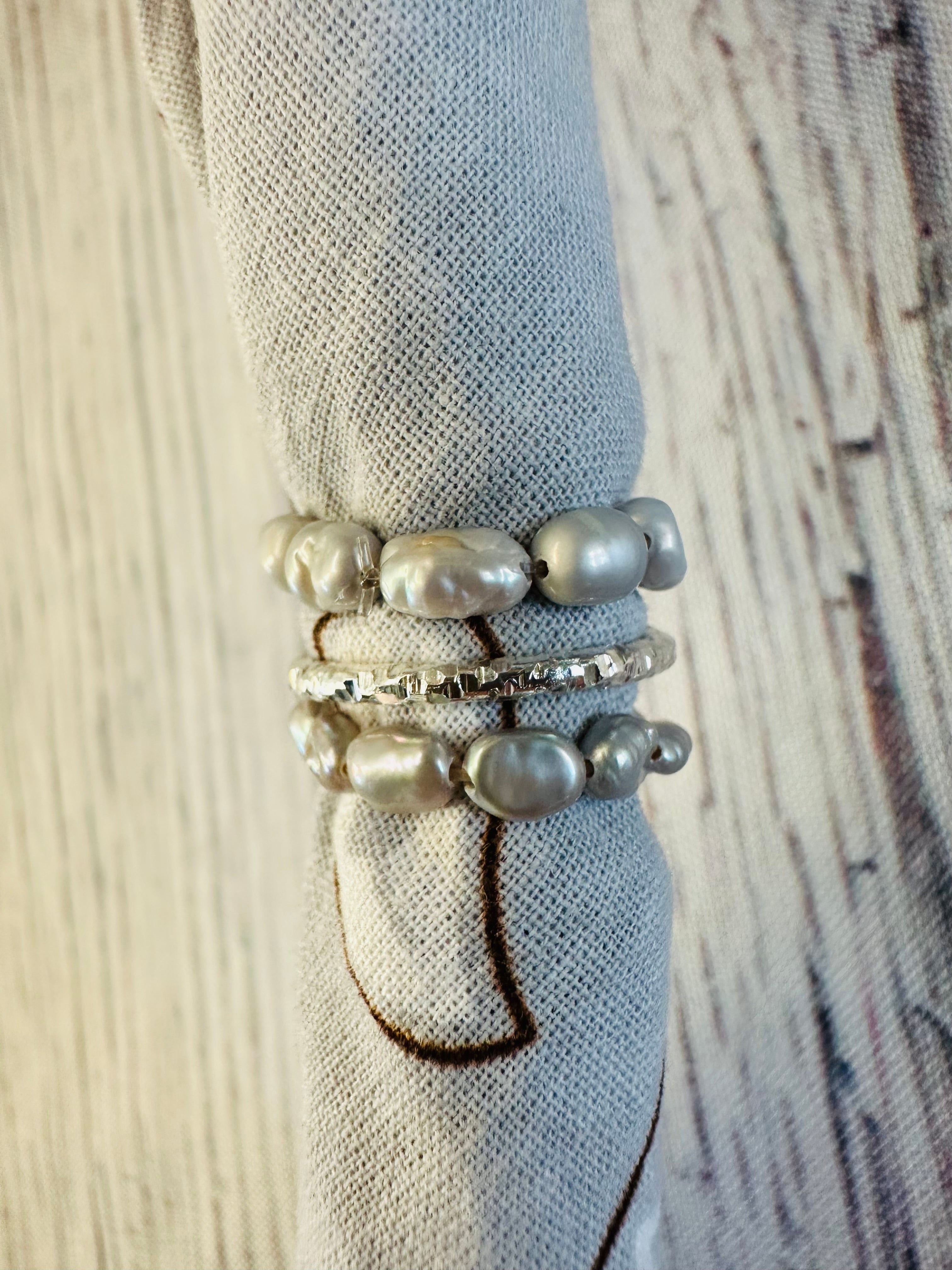 Silver Pearl Bandana Charm