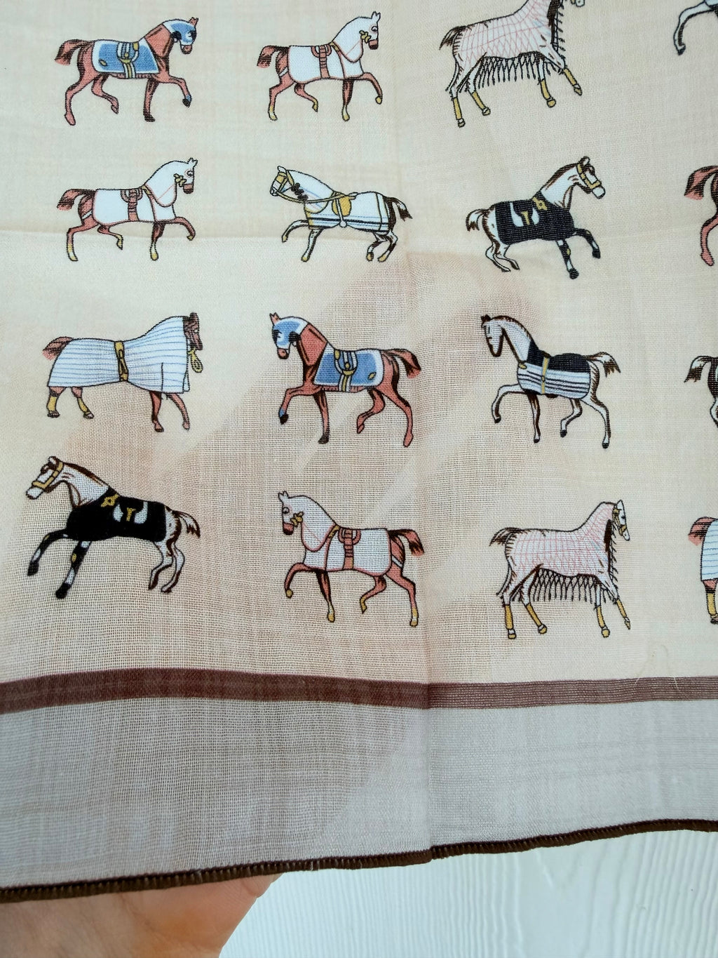 Horse Print Brown Trim Bandana