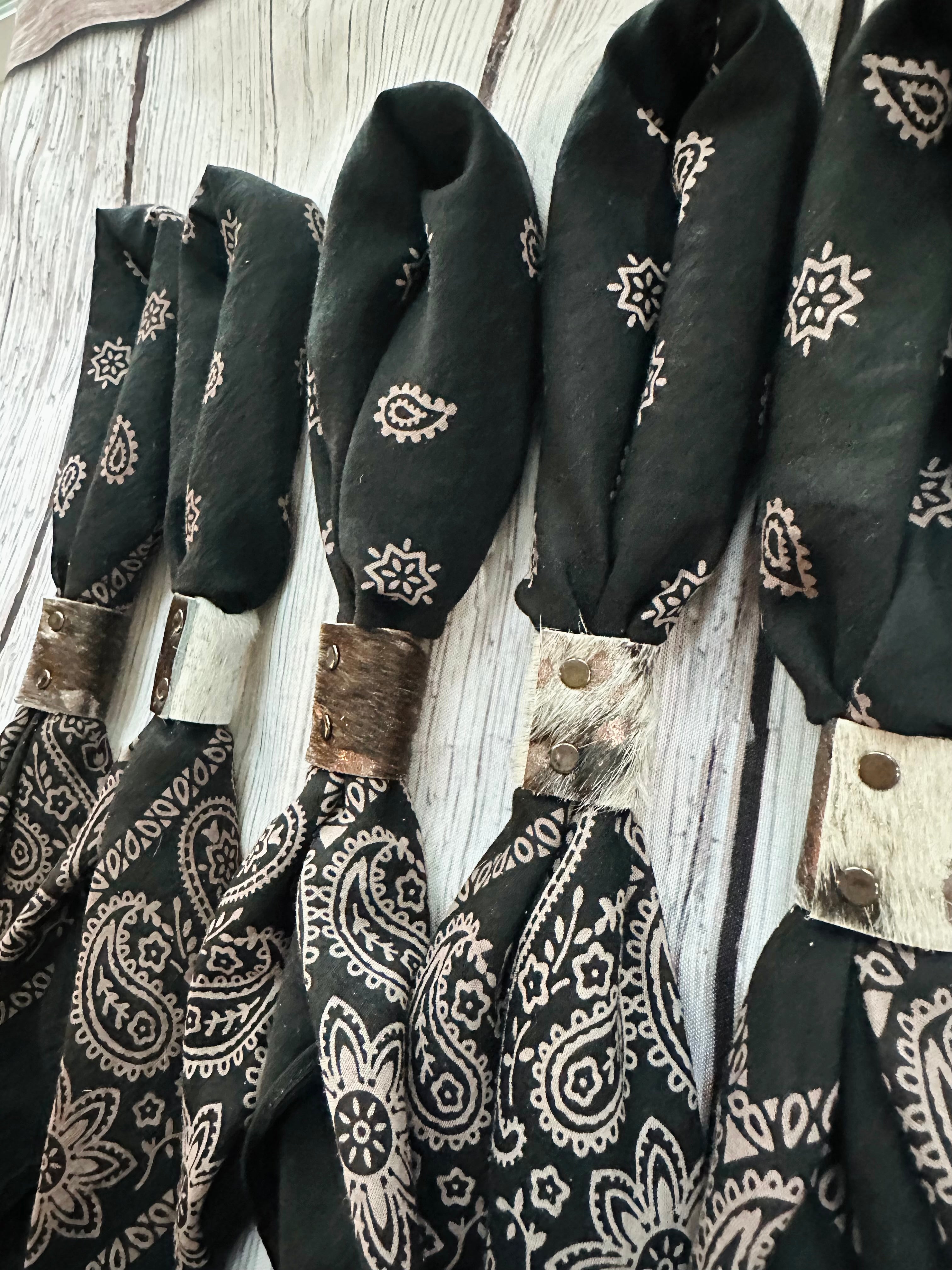 5- Vintage Black Bandanas